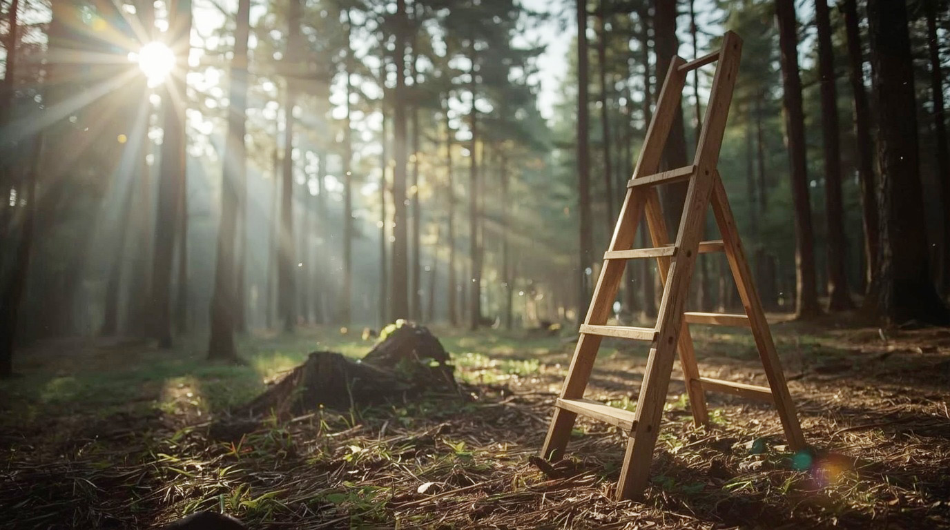 Im Wald steht eine Leiter Symbolbild für Systemupgrade Jooma 3 zu 6
