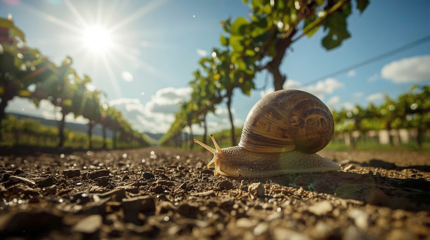 Weinbergschnecke auf Weinbergweg - Symbolbild für langsame Webseite