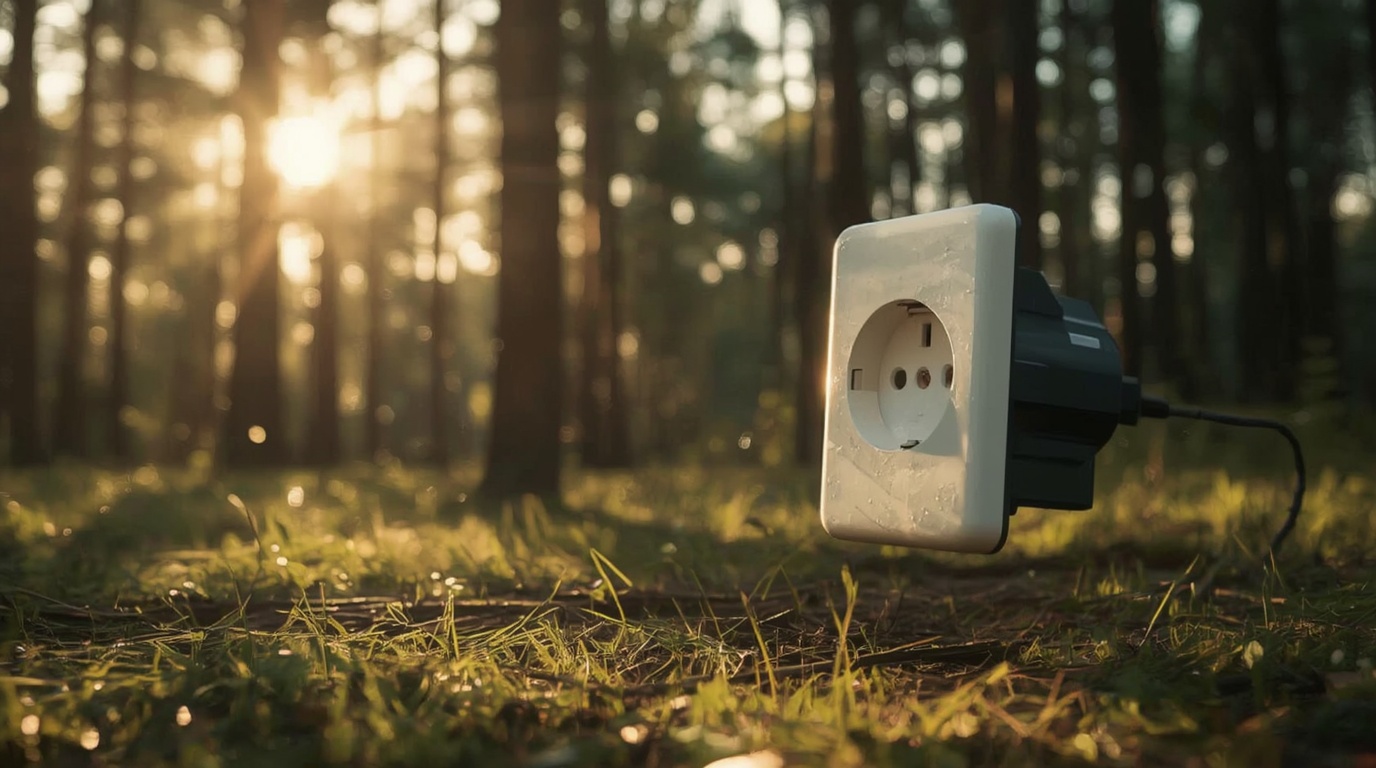 Schwebende Steckdose im Wald Symbolbild Joomla Plugin
